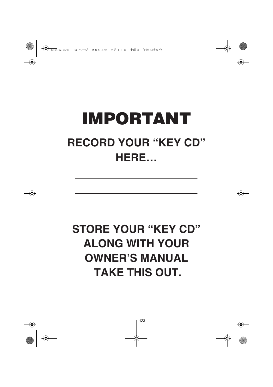 Important | Eclipse - Fujitsu Ten CD5425 User Manual | Page 123 / 124