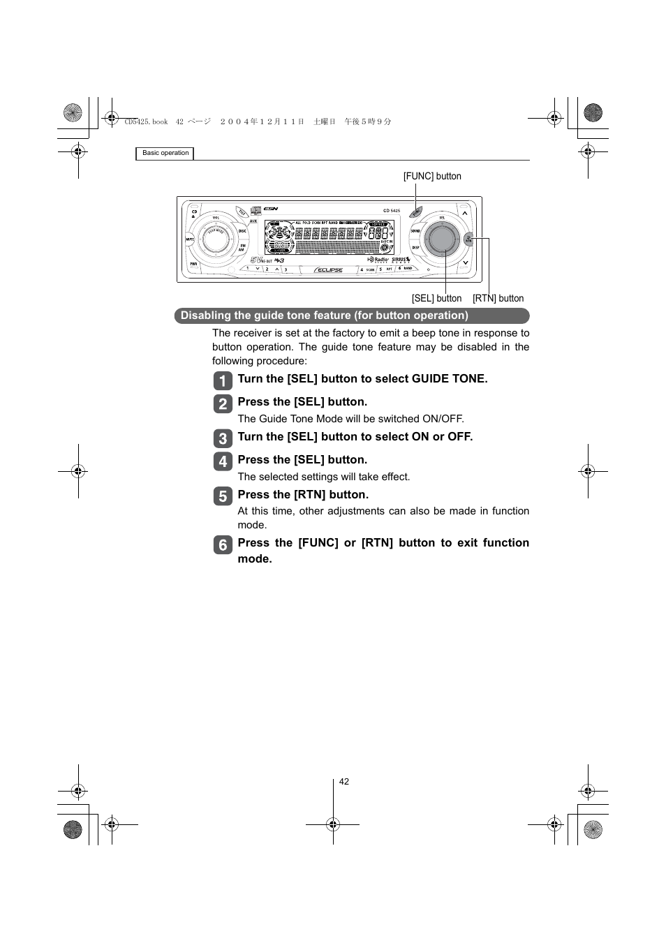 Eclipse - Fujitsu Ten CD5425 User Manual | Page 42 / 124