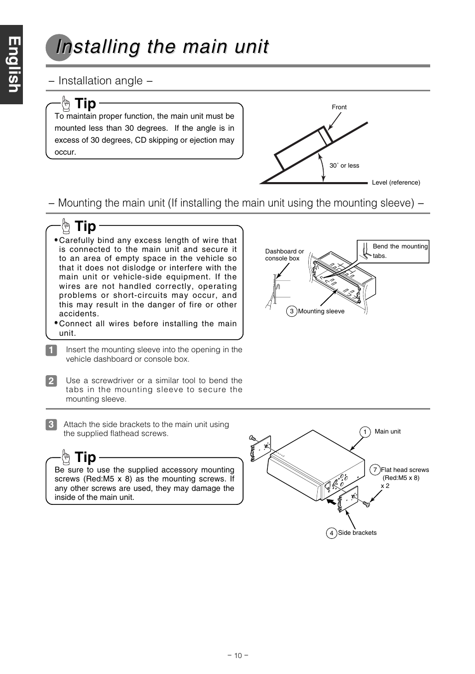 Installing the main unit | Eclipse - Fujitsu Ten CD2000 User Manual | Page 10 / 36