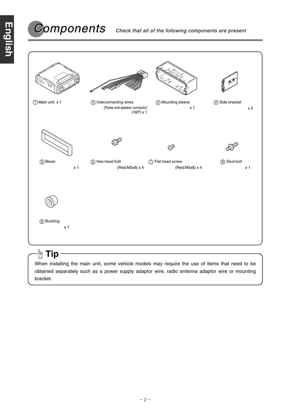 Components | Eclipse - Fujitsu Ten CD2000 User Manual | Page 2 / 36