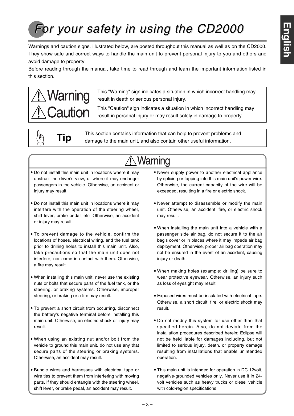 Eclipse - Fujitsu Ten CD2000 User Manual | Page 3 / 36