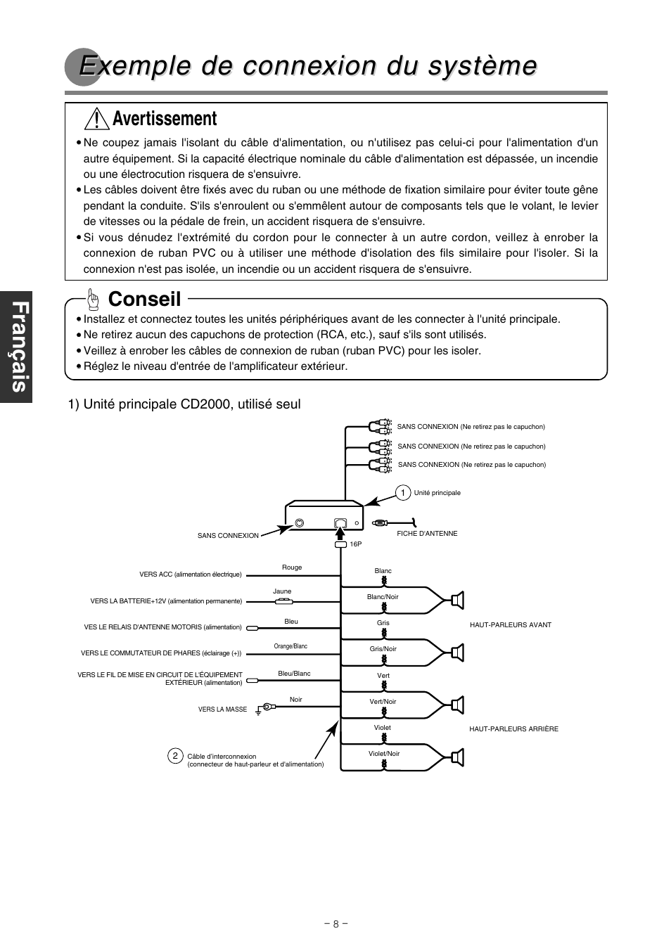 Conseil, Avertissement | Eclipse - Fujitsu Ten CD2000 User Manual | Page 32 / 36