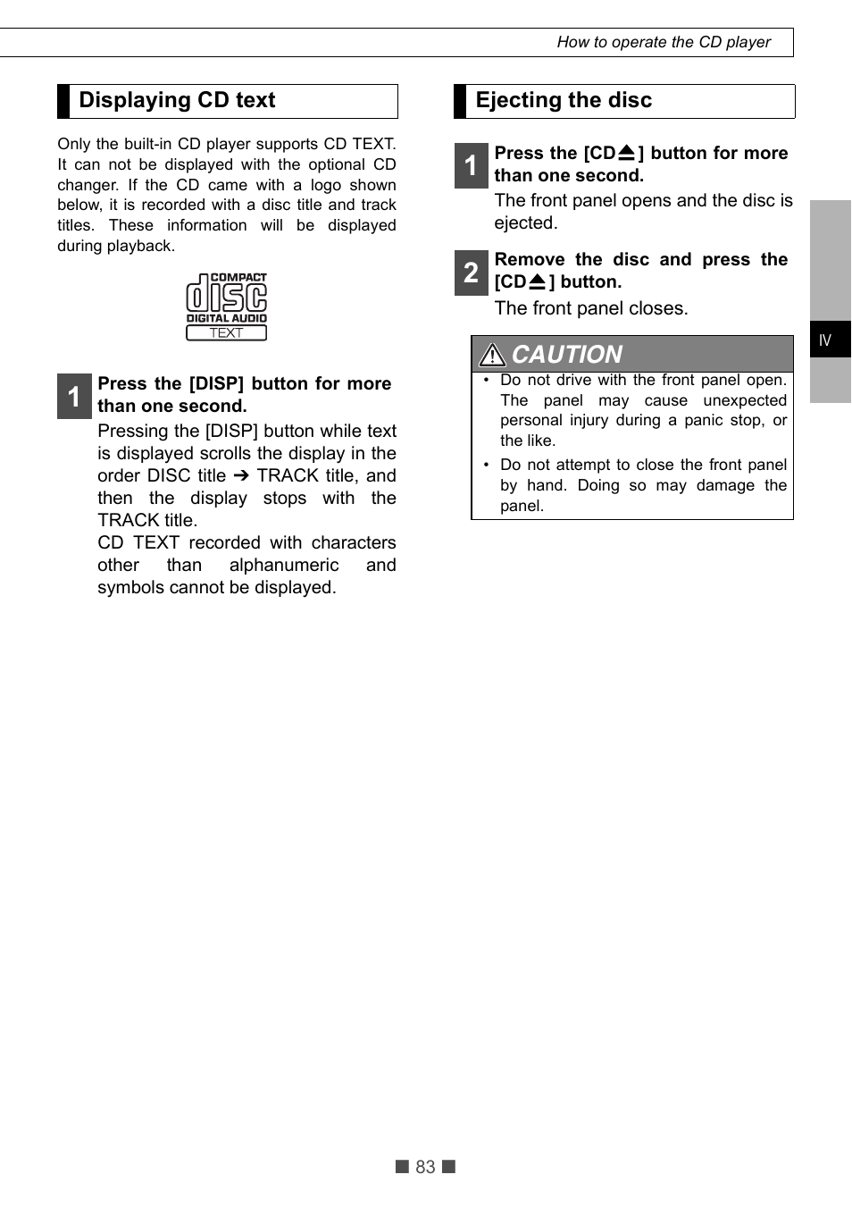 Caution | Eclipse - Fujitsu Ten CD5425E User Manual | Page 19 / 62