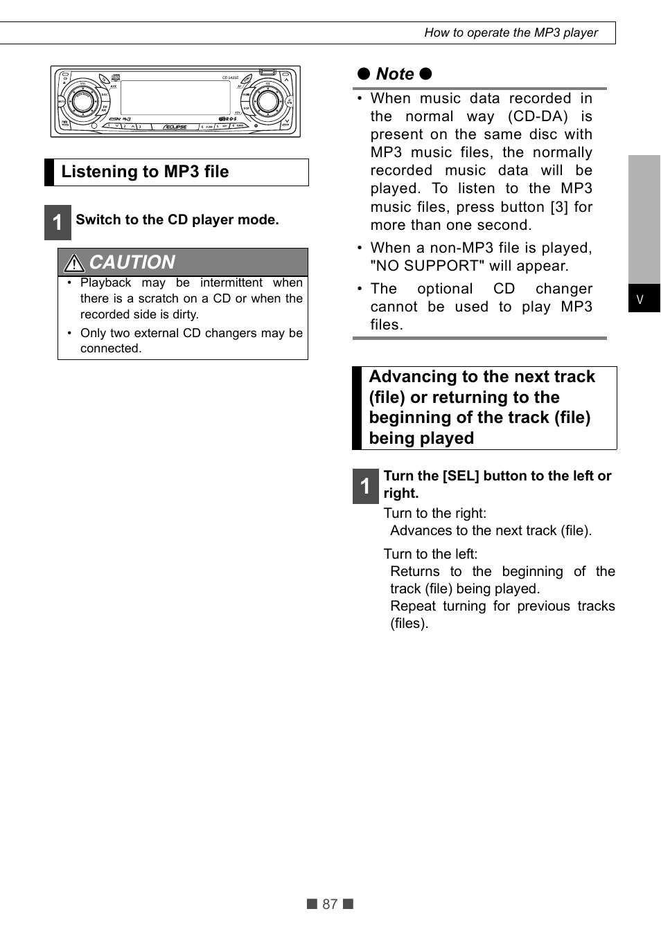 Caution | Eclipse - Fujitsu Ten CD5425E User Manual | Page 23 / 62