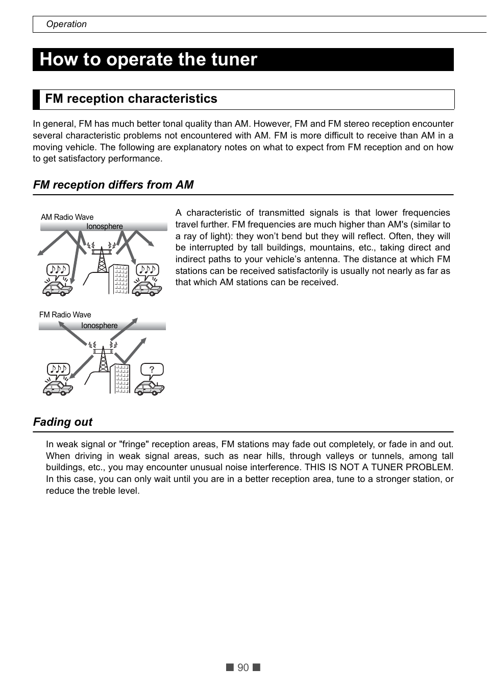 How to operate the tuner, Fm reception characteristics | Eclipse - Fujitsu Ten CD5425E User Manual | Page 26 / 62