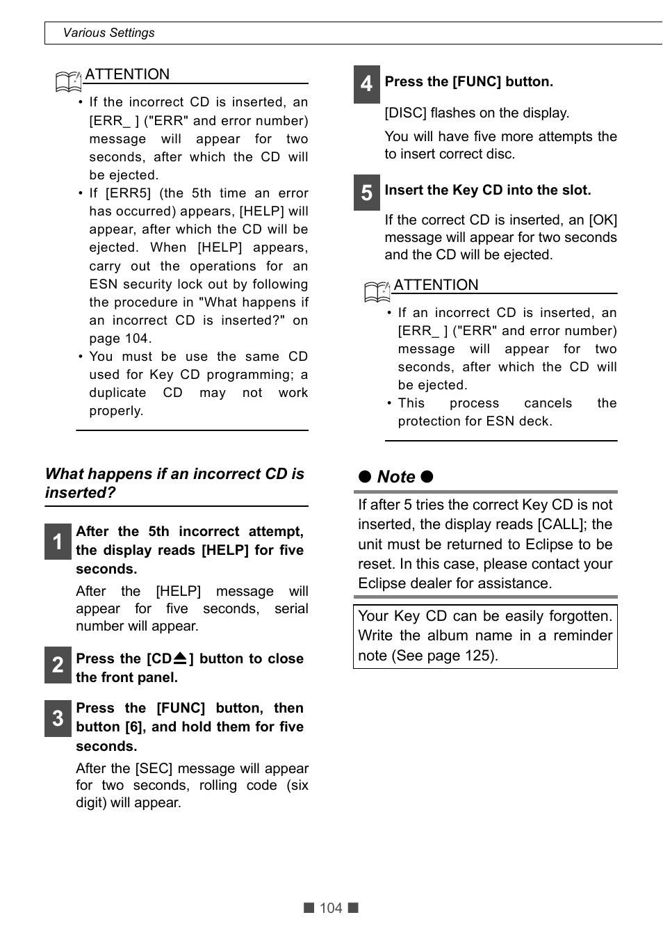 Eclipse - Fujitsu Ten CD5425E User Manual | Page 40 / 62