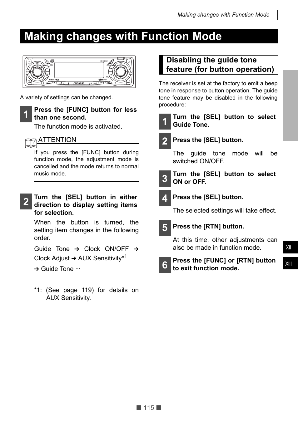 Making changes with function mode | Eclipse - Fujitsu Ten CD5425E User Manual | Page 51 / 62