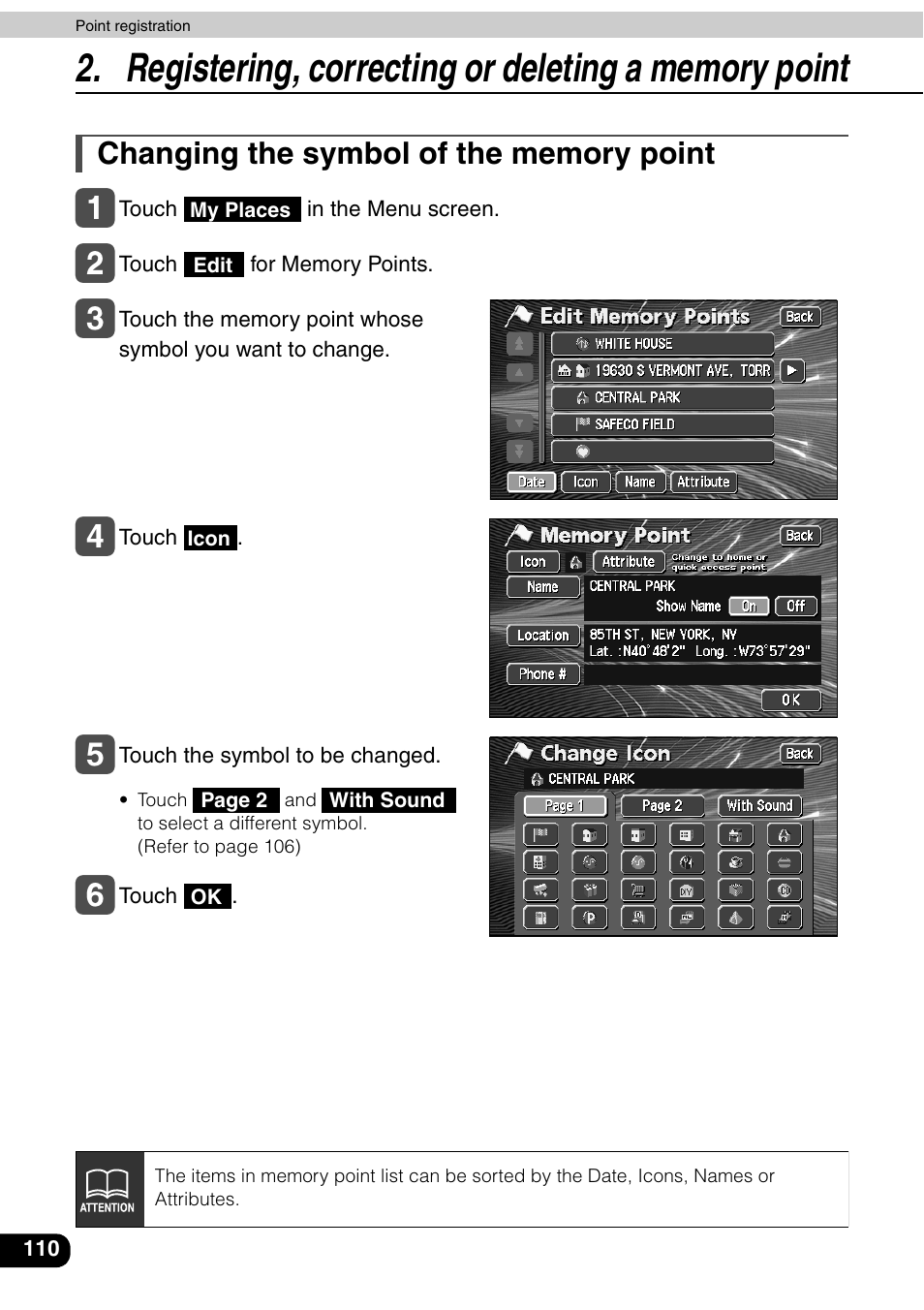 Changing the symbol of the memory point | Eclipse - Fujitsu Ten AVN6600 User Manual | Page 110 / 163
