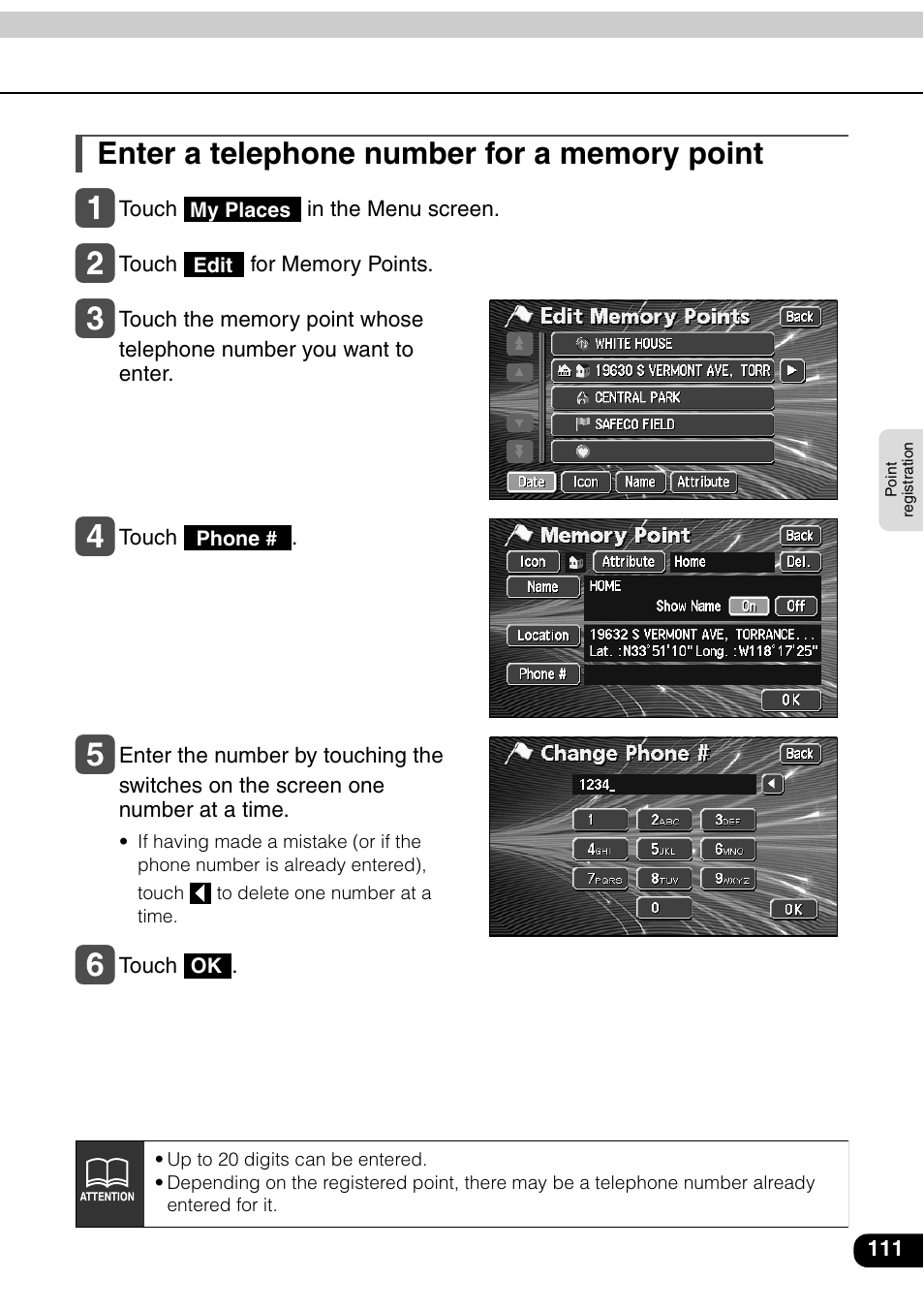 Enter a telephone number for a memory point | Eclipse - Fujitsu Ten AVN6600 User Manual | Page 111 / 163