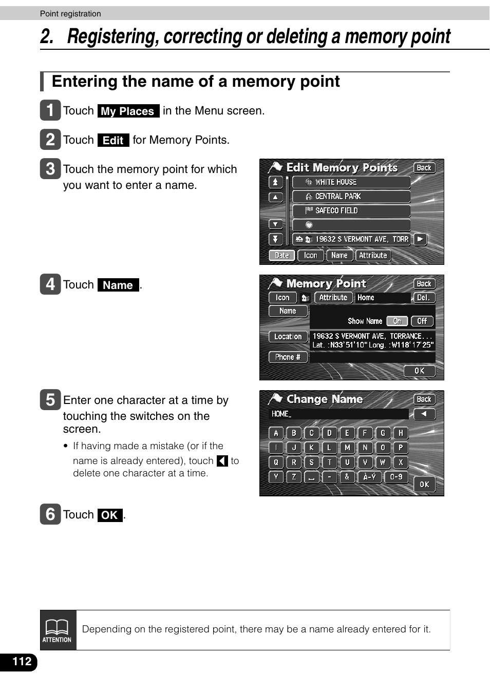 Entering the name of a memory point | Eclipse - Fujitsu Ten AVN6600 User Manual | Page 112 / 163