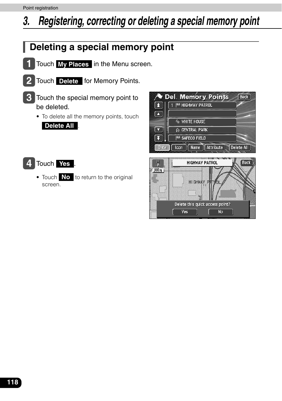 Deleting a special memory point | Eclipse - Fujitsu Ten AVN6600 User Manual | Page 118 / 163