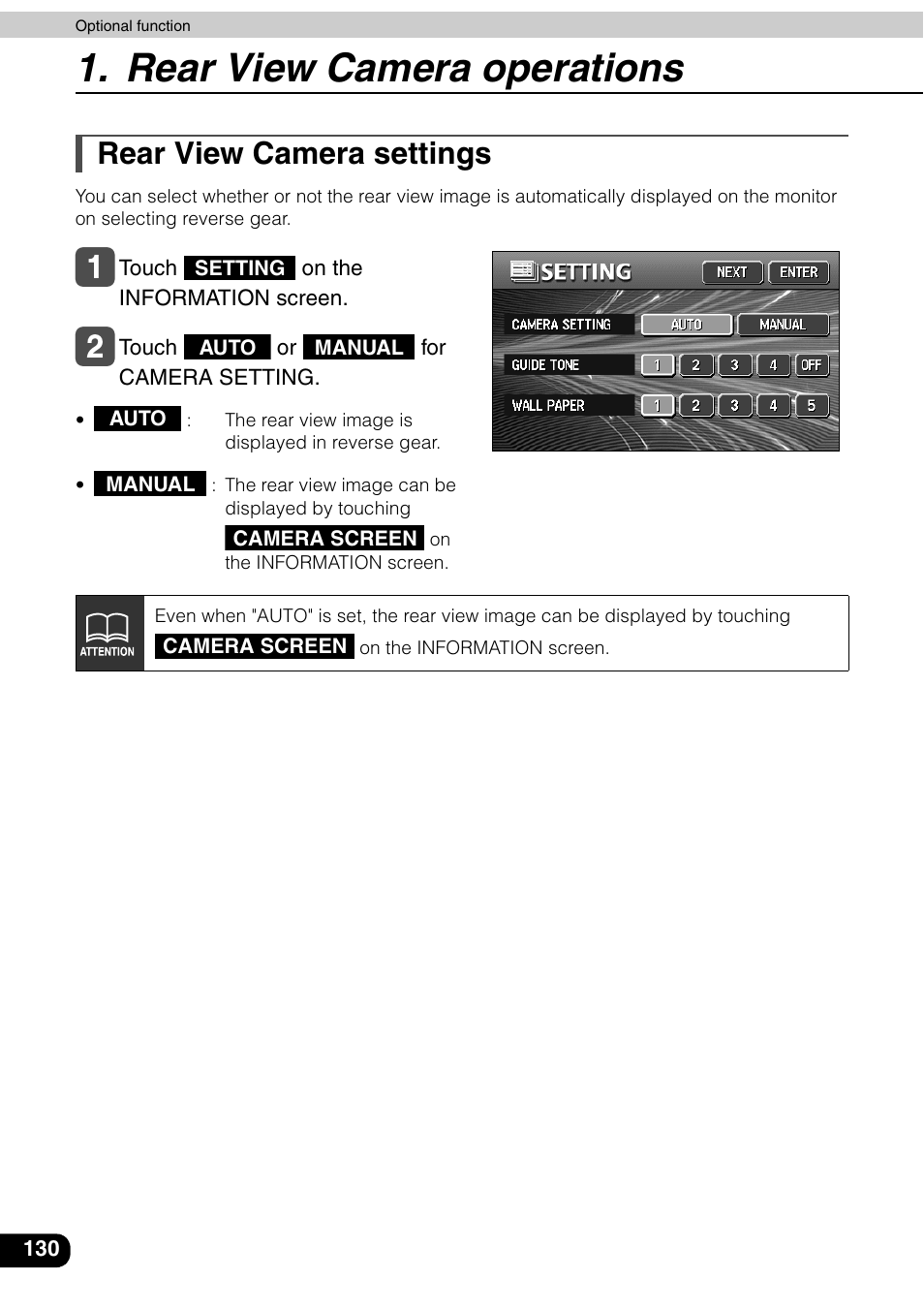 Rear view camera settings, Rear view camera operations | Eclipse - Fujitsu Ten AVN6600 User Manual | Page 130 / 163