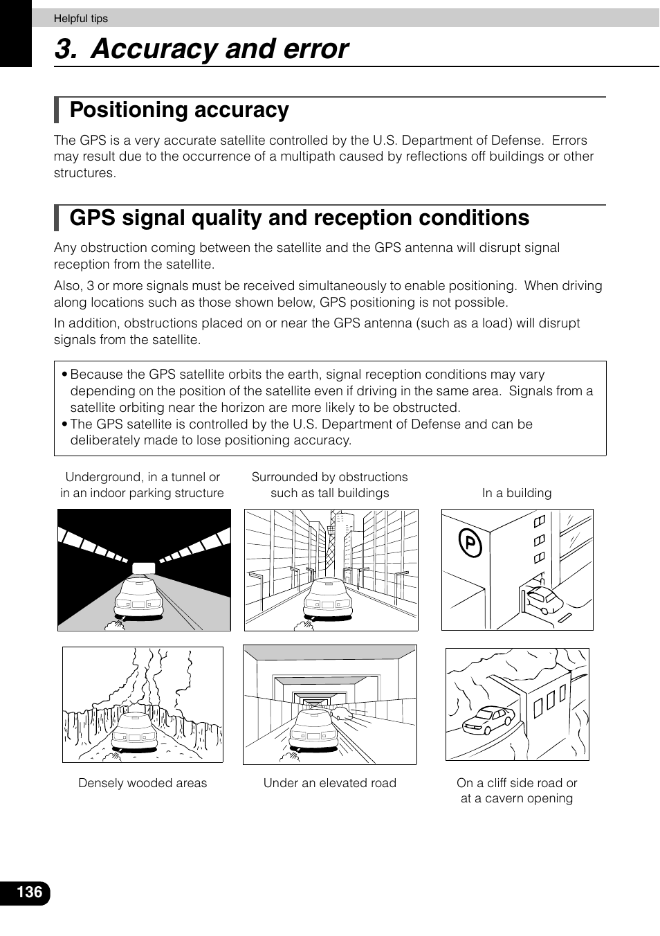 Accuracy and error, Positioning accuracy, Gps signal quality and reception conditions | Eclipse - Fujitsu Ten AVN6600 User Manual | Page 136 / 163