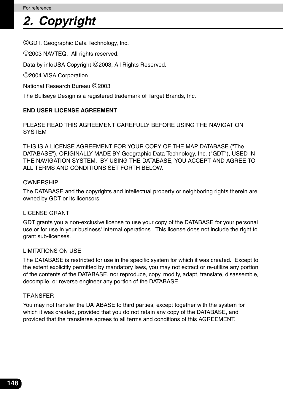Copyright | Eclipse - Fujitsu Ten AVN6600 User Manual | Page 148 / 163