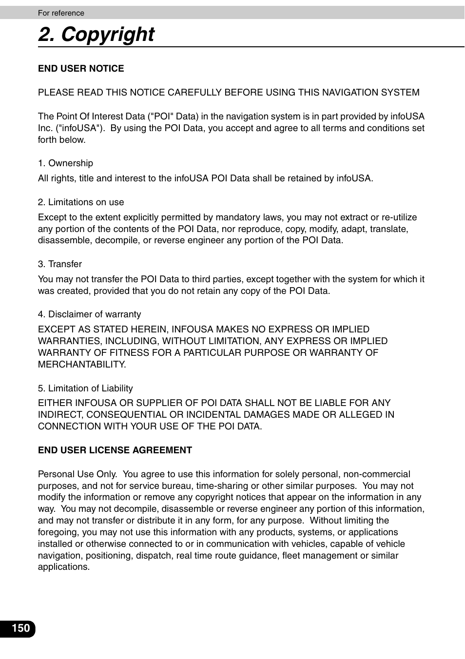 Copyright | Eclipse - Fujitsu Ten AVN6600 User Manual | Page 150 / 163