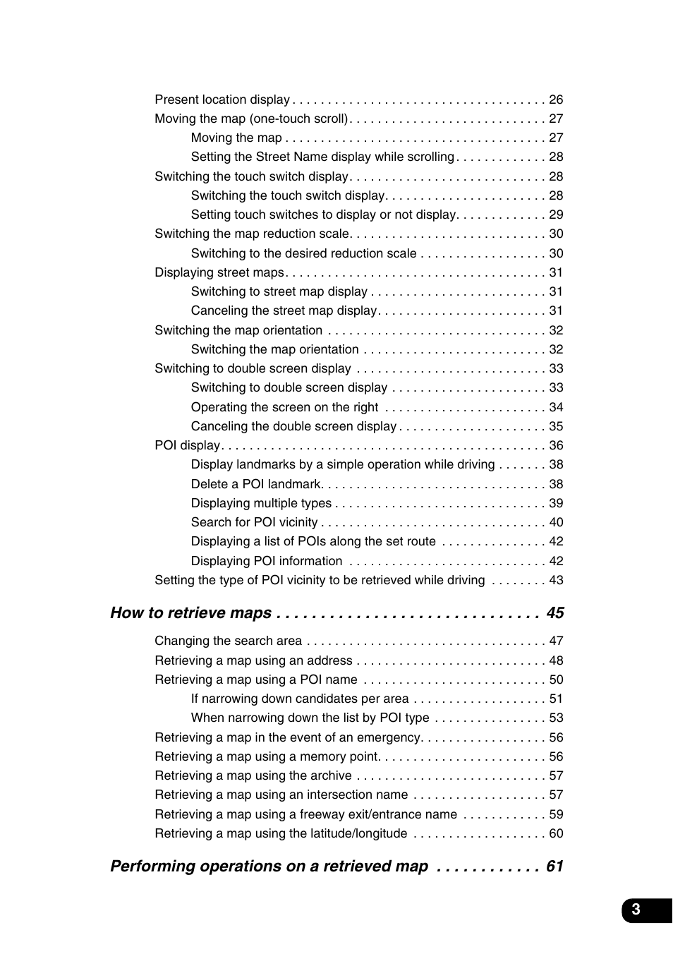 How to retrieve maps, Performing operations on a retrieved map | Eclipse - Fujitsu Ten AVN6600 User Manual | Page 3 / 163