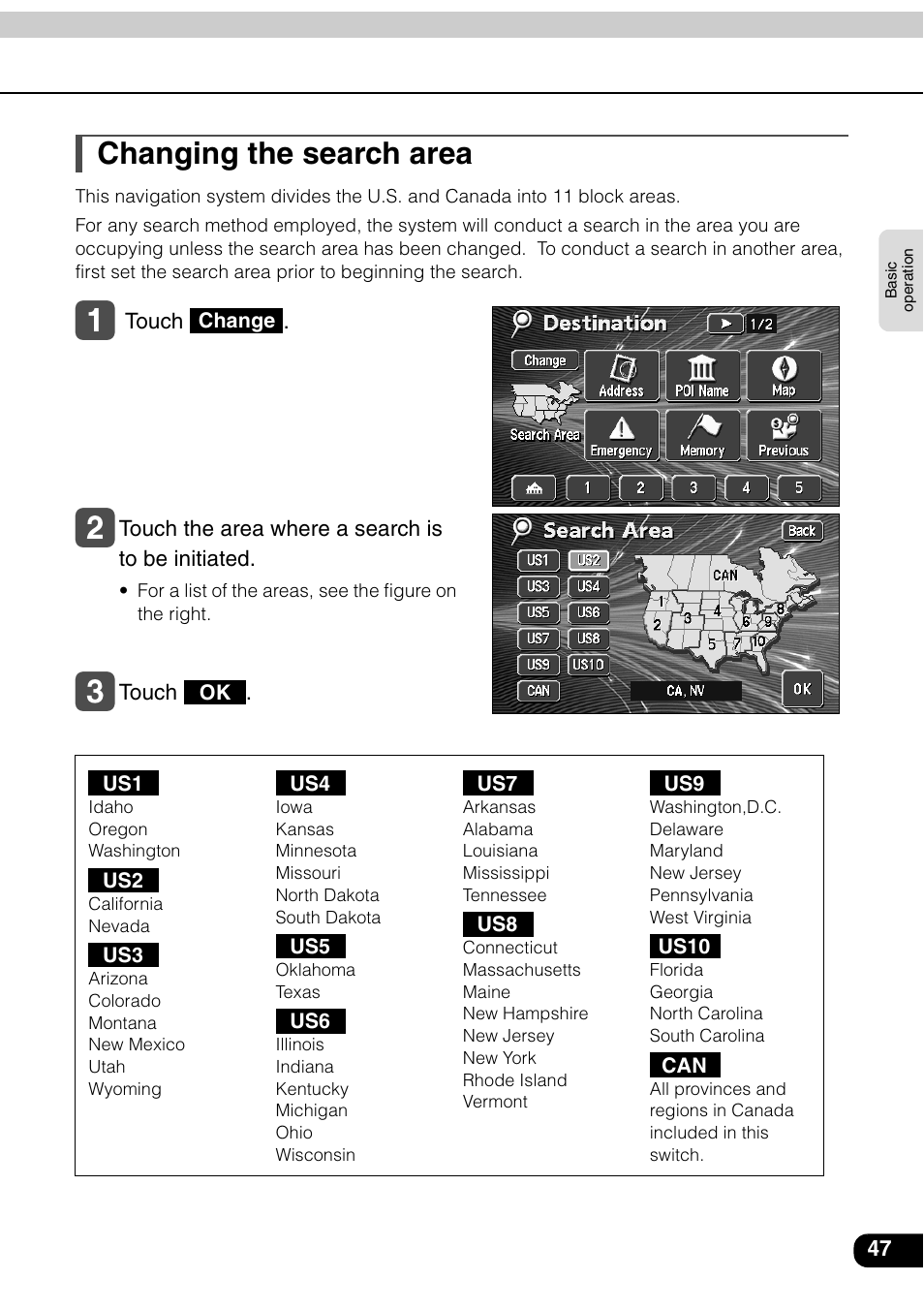 Changing the search area | Eclipse - Fujitsu Ten AVN6600 User Manual | Page 47 / 163