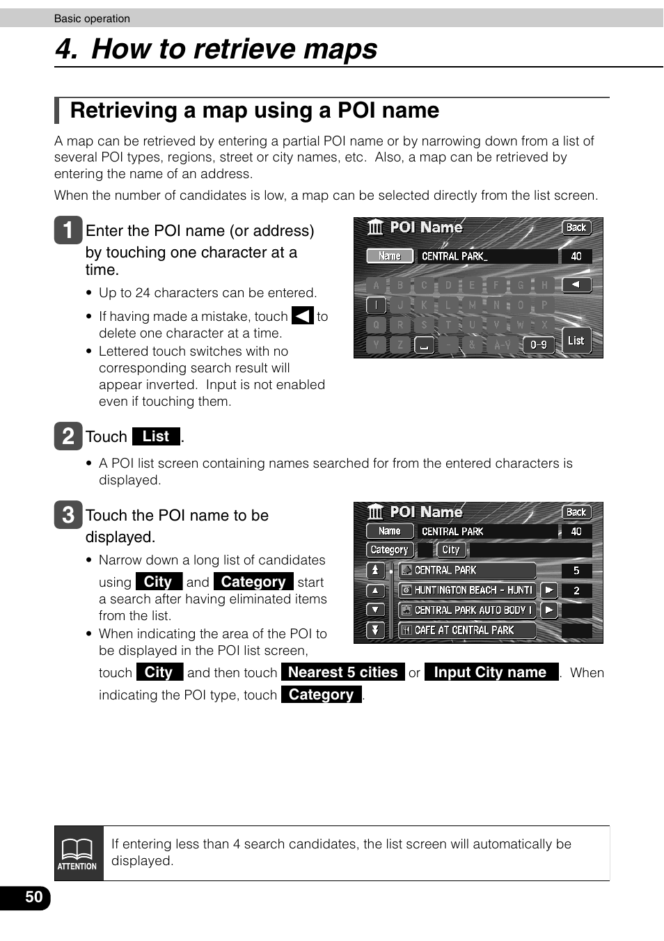 Retrieving a map using a poi name, How to retrieve maps | Eclipse - Fujitsu Ten AVN6600 User Manual | Page 50 / 163