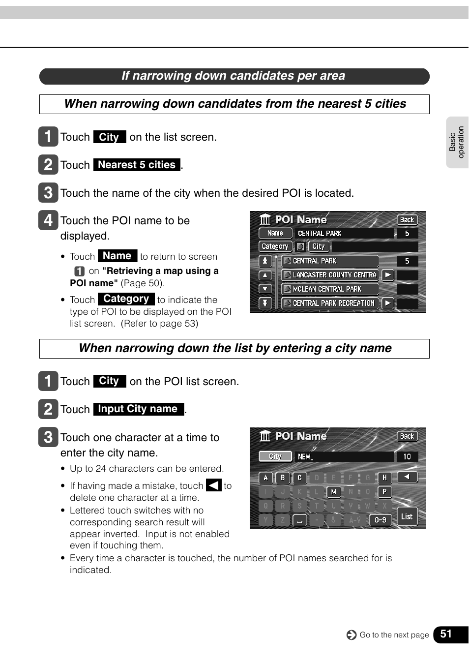 If narrowing down candidates per area | Eclipse - Fujitsu Ten AVN6600 User Manual | Page 51 / 163