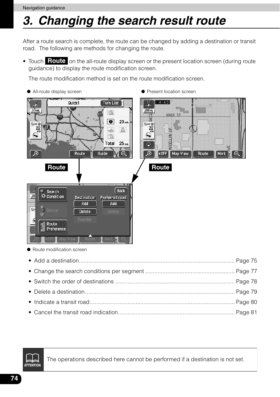 Changing the search result route | Eclipse - Fujitsu Ten AVN6600 User Manual | Page 74 / 163