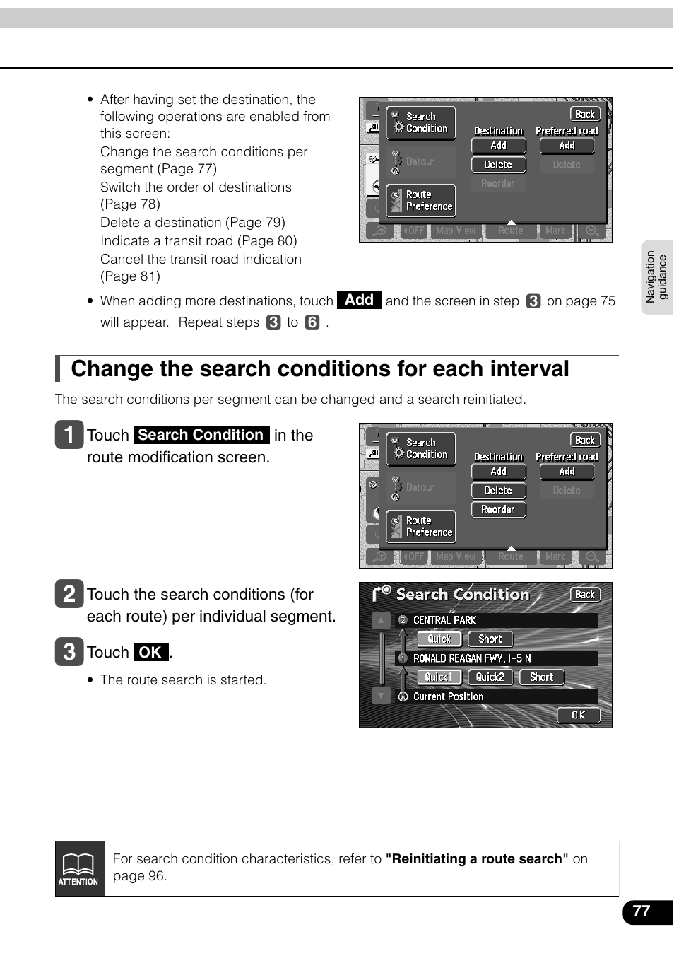 Change the search conditions for each interval | Eclipse - Fujitsu Ten AVN6600 User Manual | Page 77 / 163