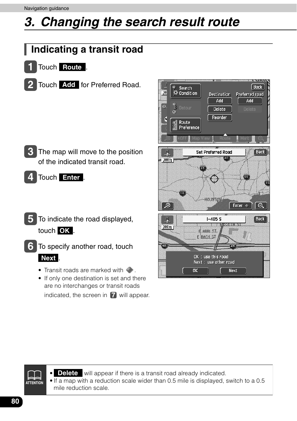 Indicating a transit road, Changing the search result route | Eclipse - Fujitsu Ten AVN6600 User Manual | Page 80 / 163