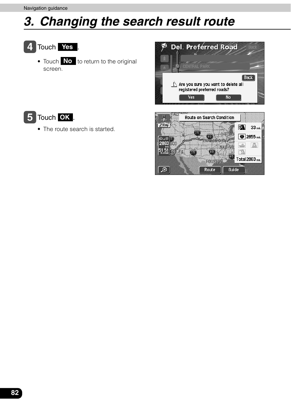 Changing the search result route | Eclipse - Fujitsu Ten AVN6600 User Manual | Page 82 / 163