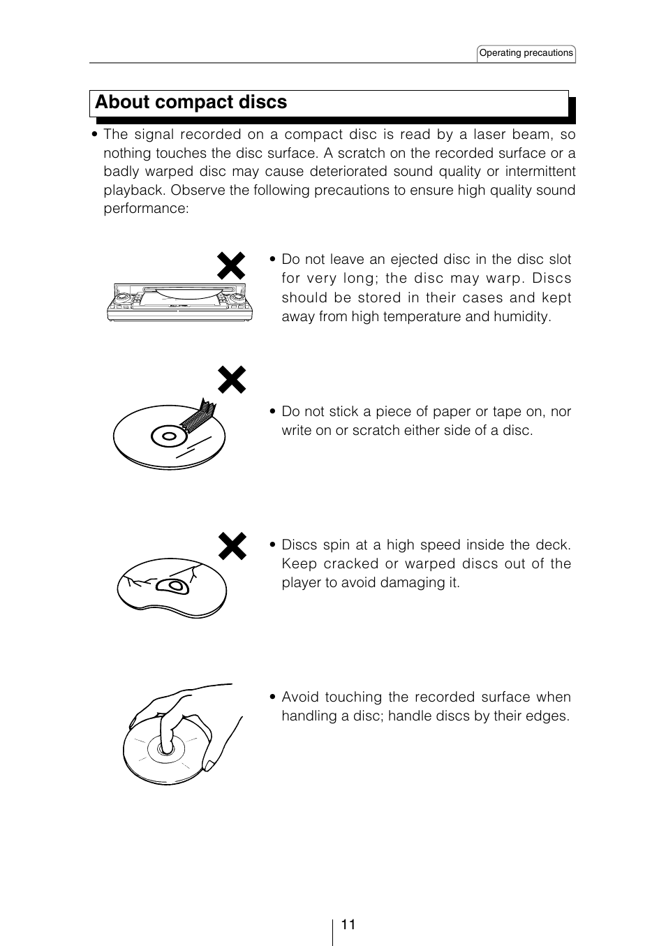 About compact discs | Eclipse - Fujitsu Ten CD8053 User Manual | Page 11 / 132