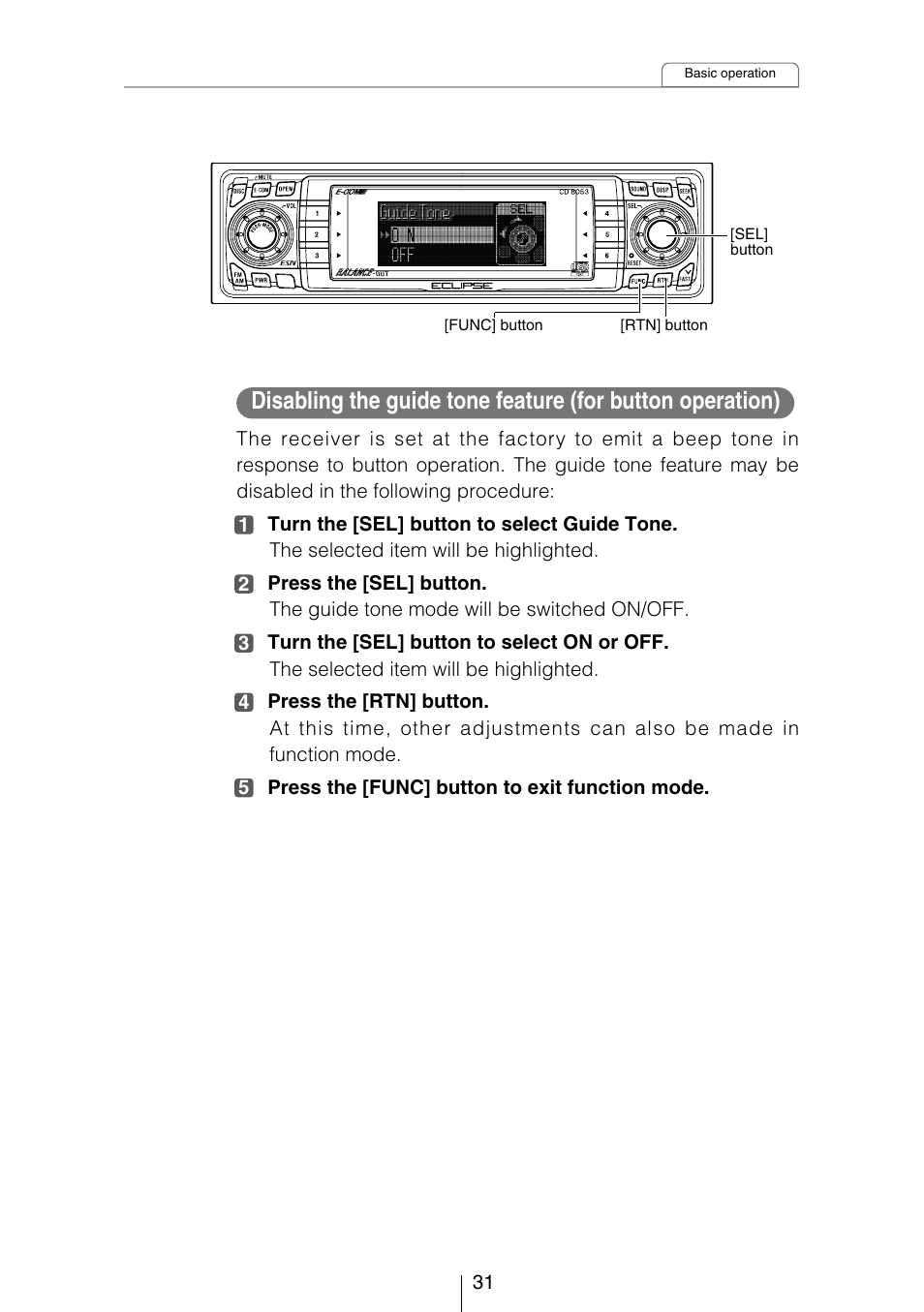 Eclipse - Fujitsu Ten CD8053 User Manual | Page 31 / 132