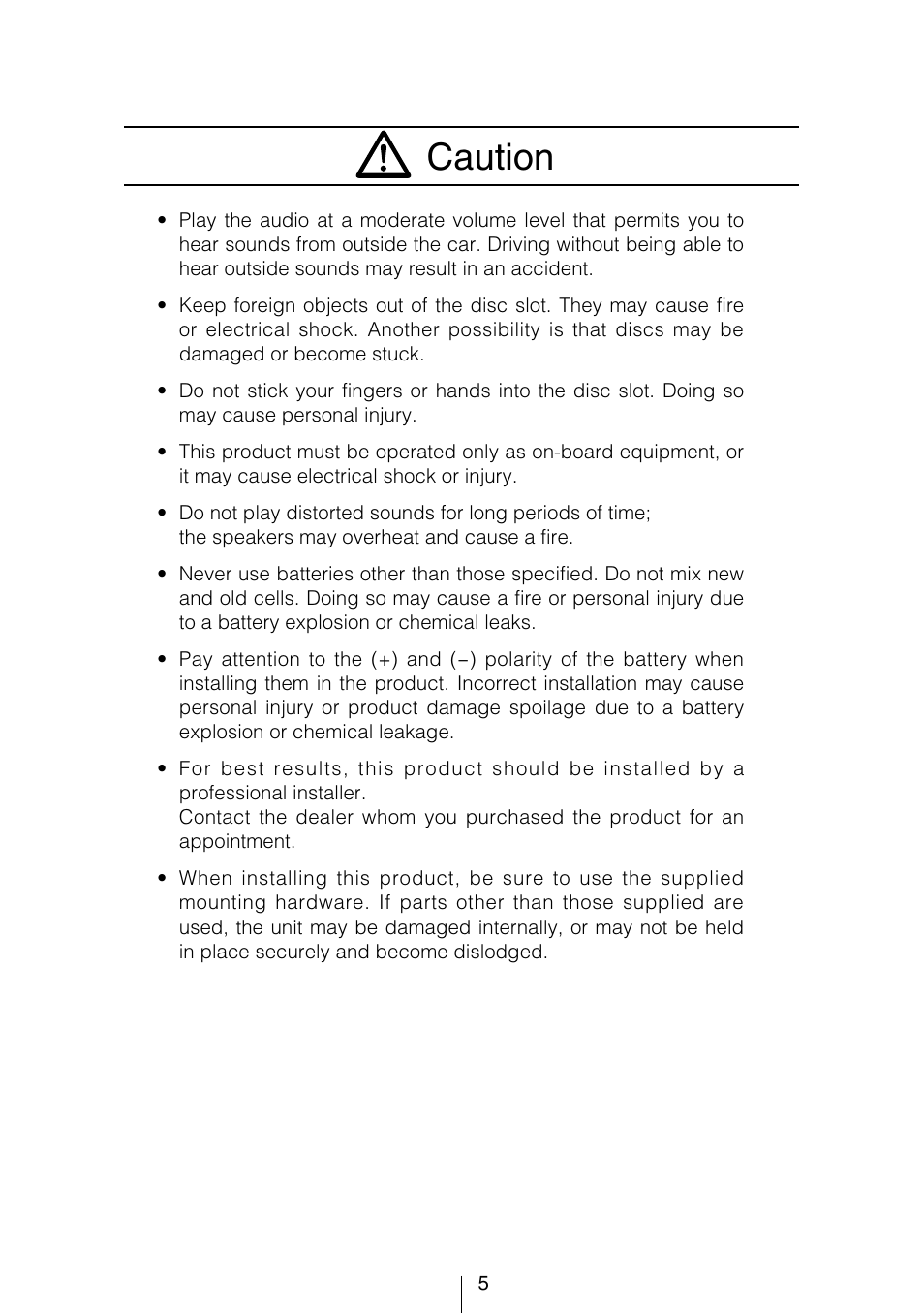 Caution | Eclipse - Fujitsu Ten CD8053 User Manual | Page 5 / 132