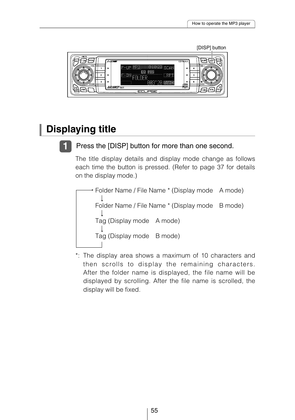 Displaying title | Eclipse - Fujitsu Ten CD8053 User Manual | Page 55 / 132