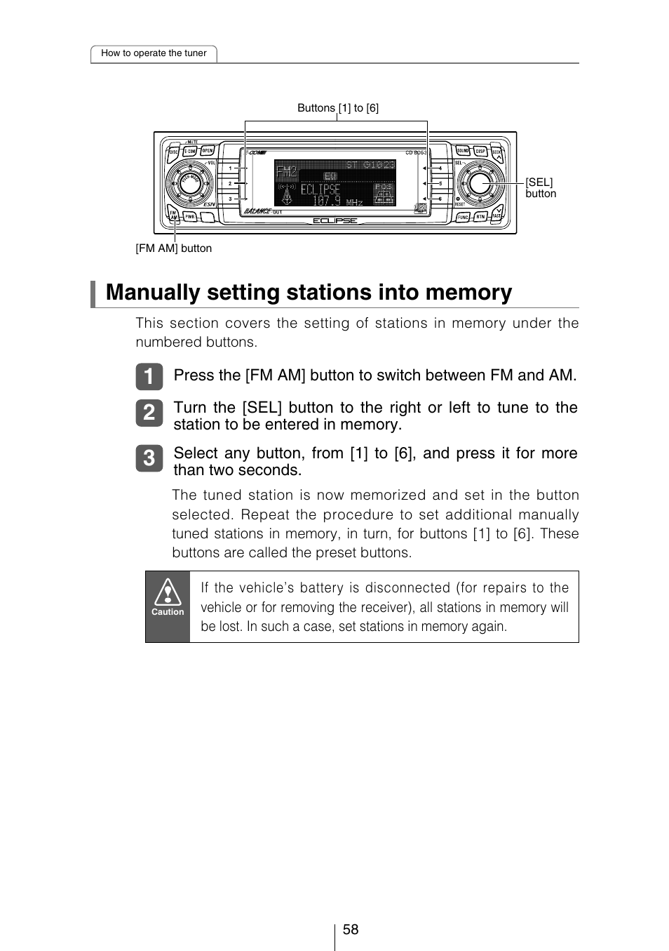 Eclipse - Fujitsu Ten CD8053 User Manual | Page 58 / 132