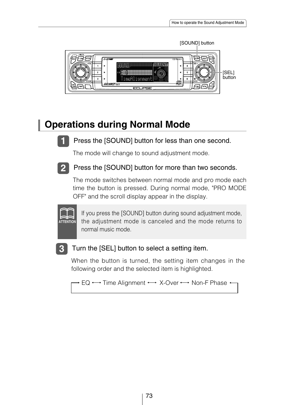 Operations during normal mode | Eclipse - Fujitsu Ten CD8053 User Manual | Page 73 / 132