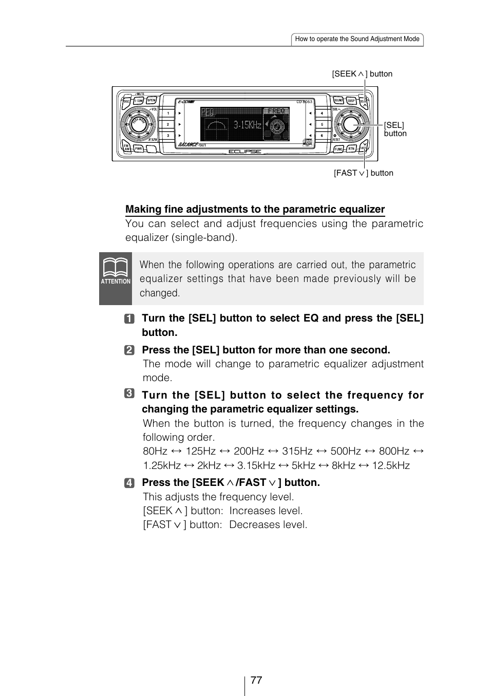 Eclipse - Fujitsu Ten CD8053 User Manual | Page 77 / 132