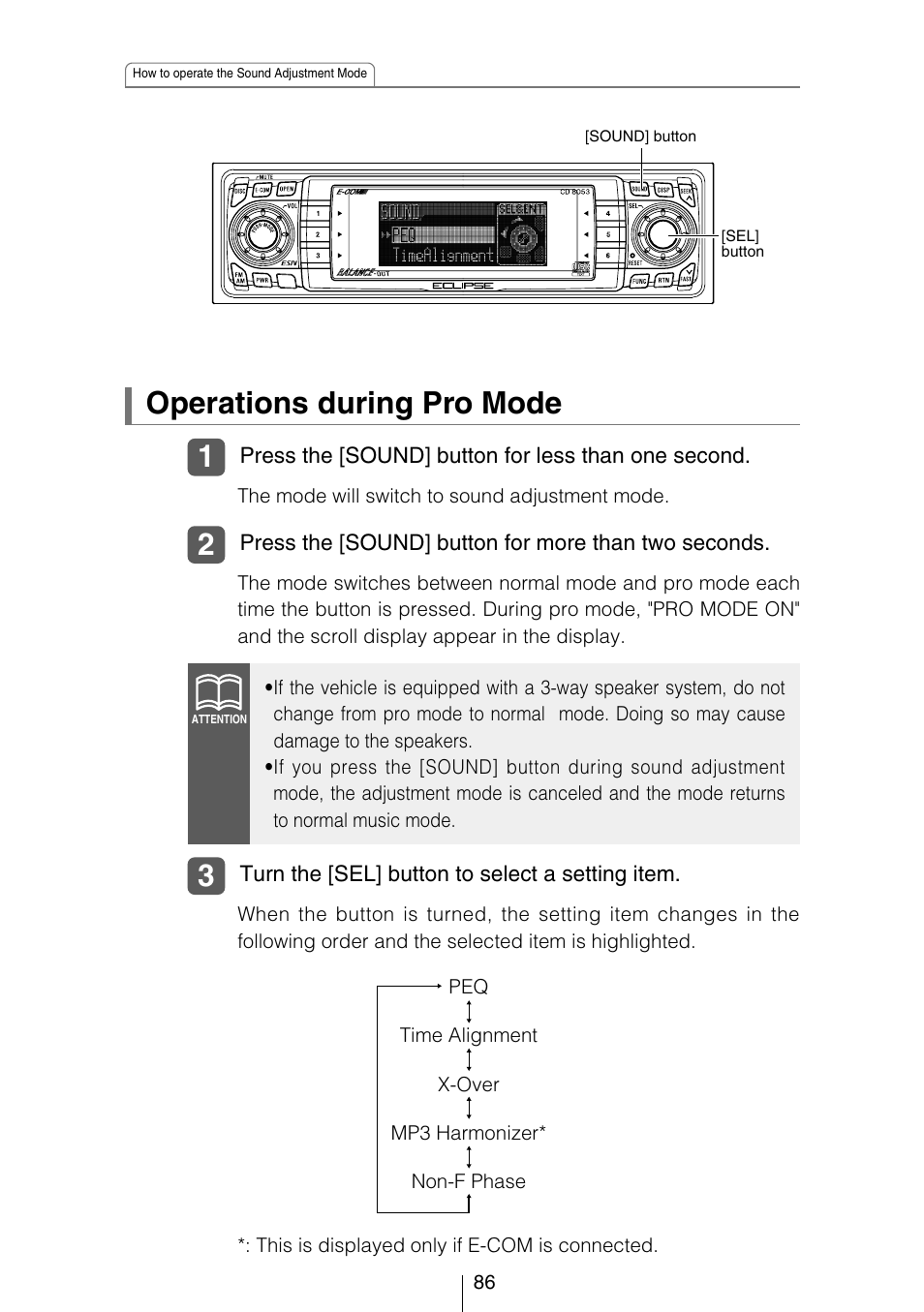 Operations during pro mode | Eclipse - Fujitsu Ten CD8053 User Manual | Page 86 / 132