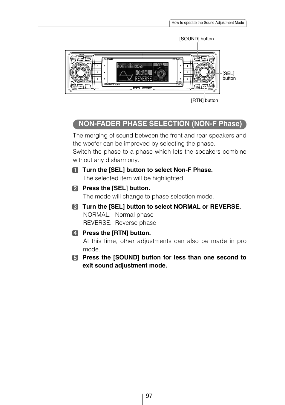 Non-fader phase selection (non-f phase) | Eclipse - Fujitsu Ten CD8053 User Manual | Page 97 / 132