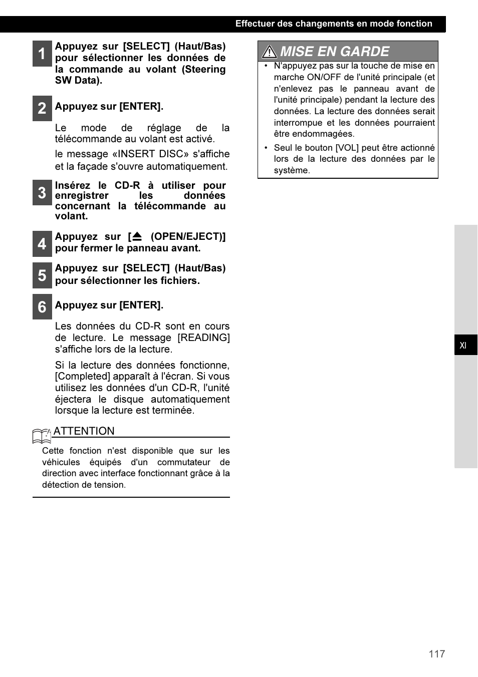 Mise en garde | Eclipse - Fujitsu Ten CD3100 User Manual | Page 117 / 215