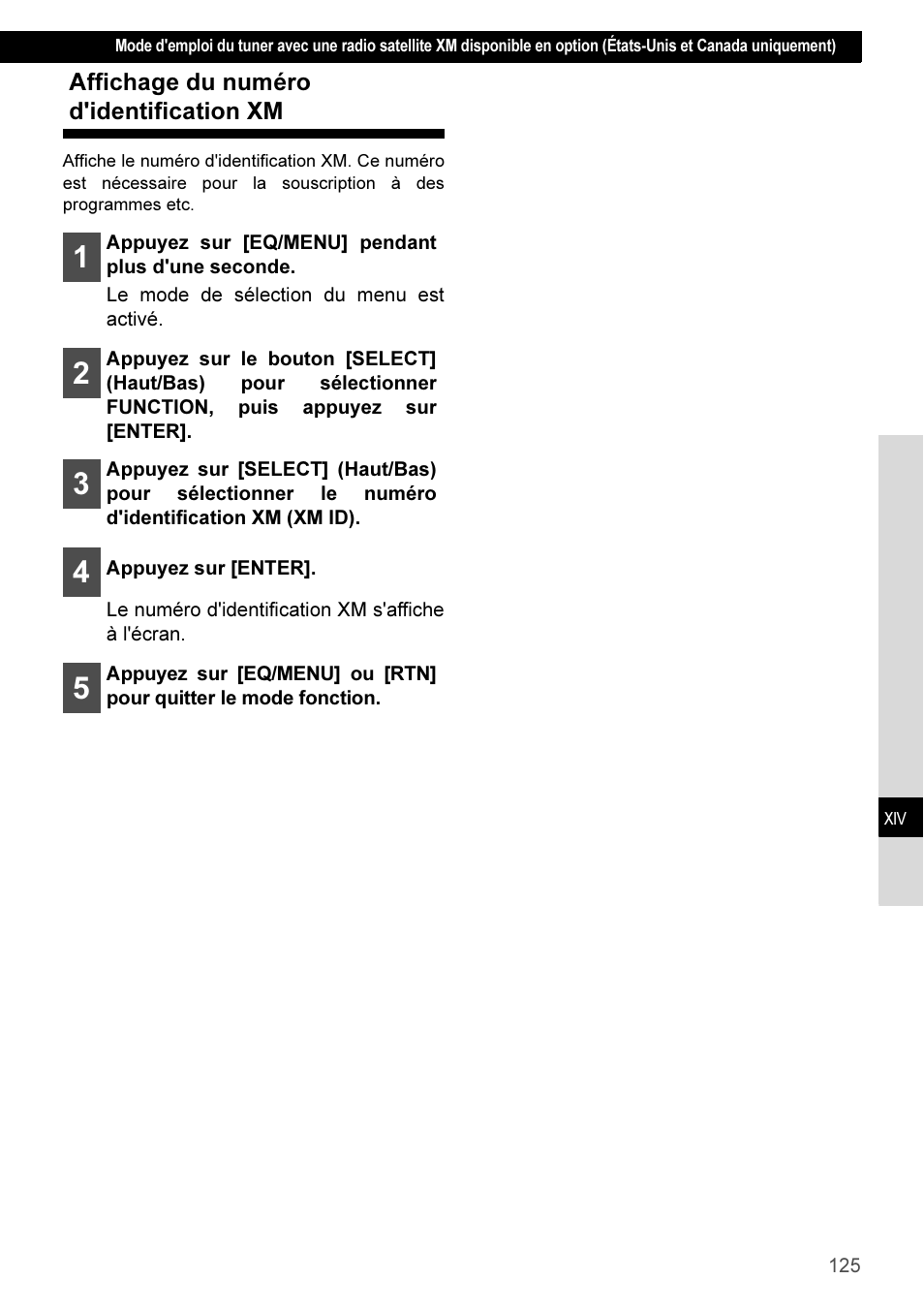 Affichage du numéro d'identification xm | Eclipse - Fujitsu Ten CD3100 User Manual | Page 125 / 215