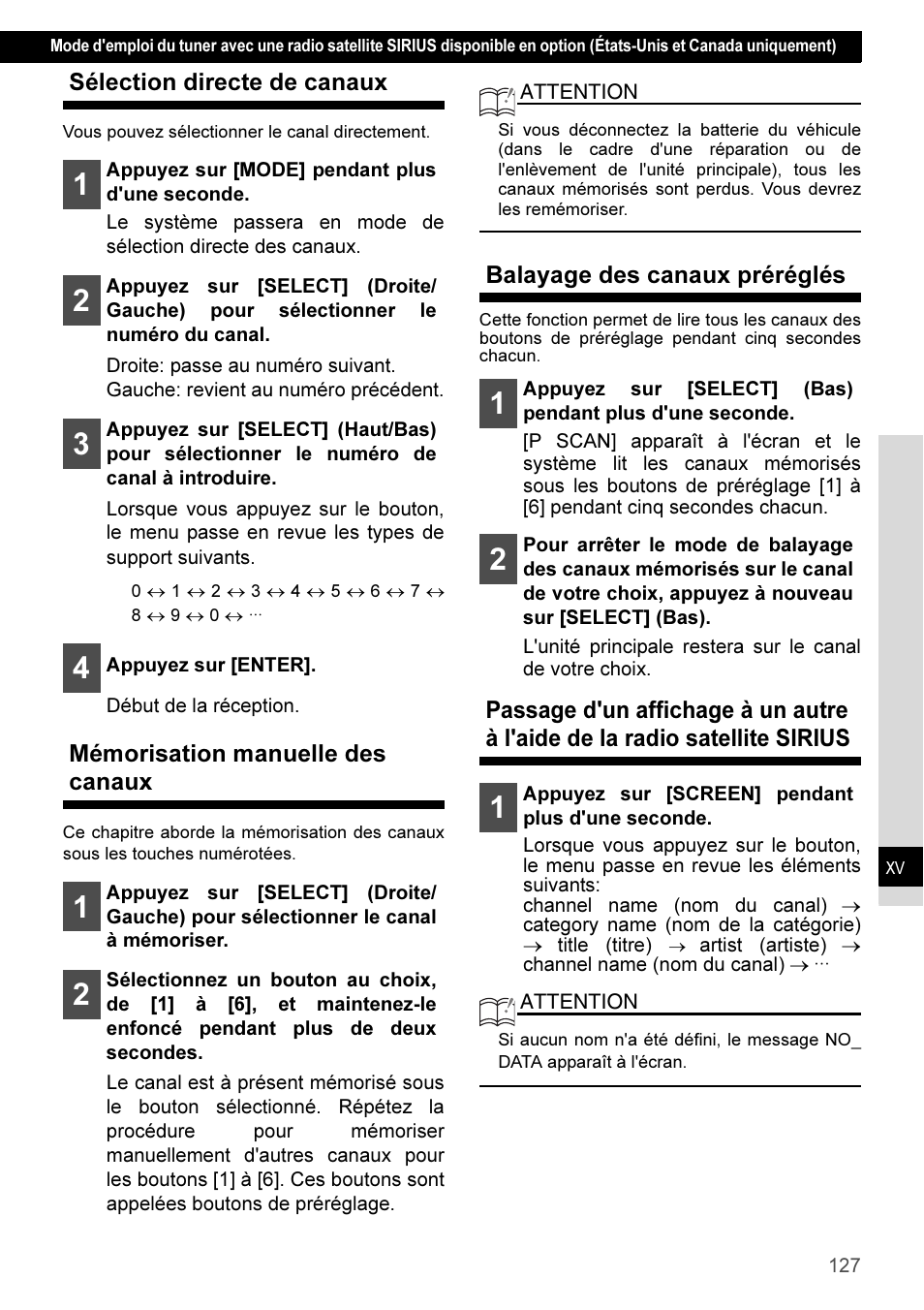 Sélection directe de canaux, Mémorisation manuelle des canaux, Balayage des canaux préréglés | Eclipse - Fujitsu Ten CD3100 User Manual | Page 127 / 215