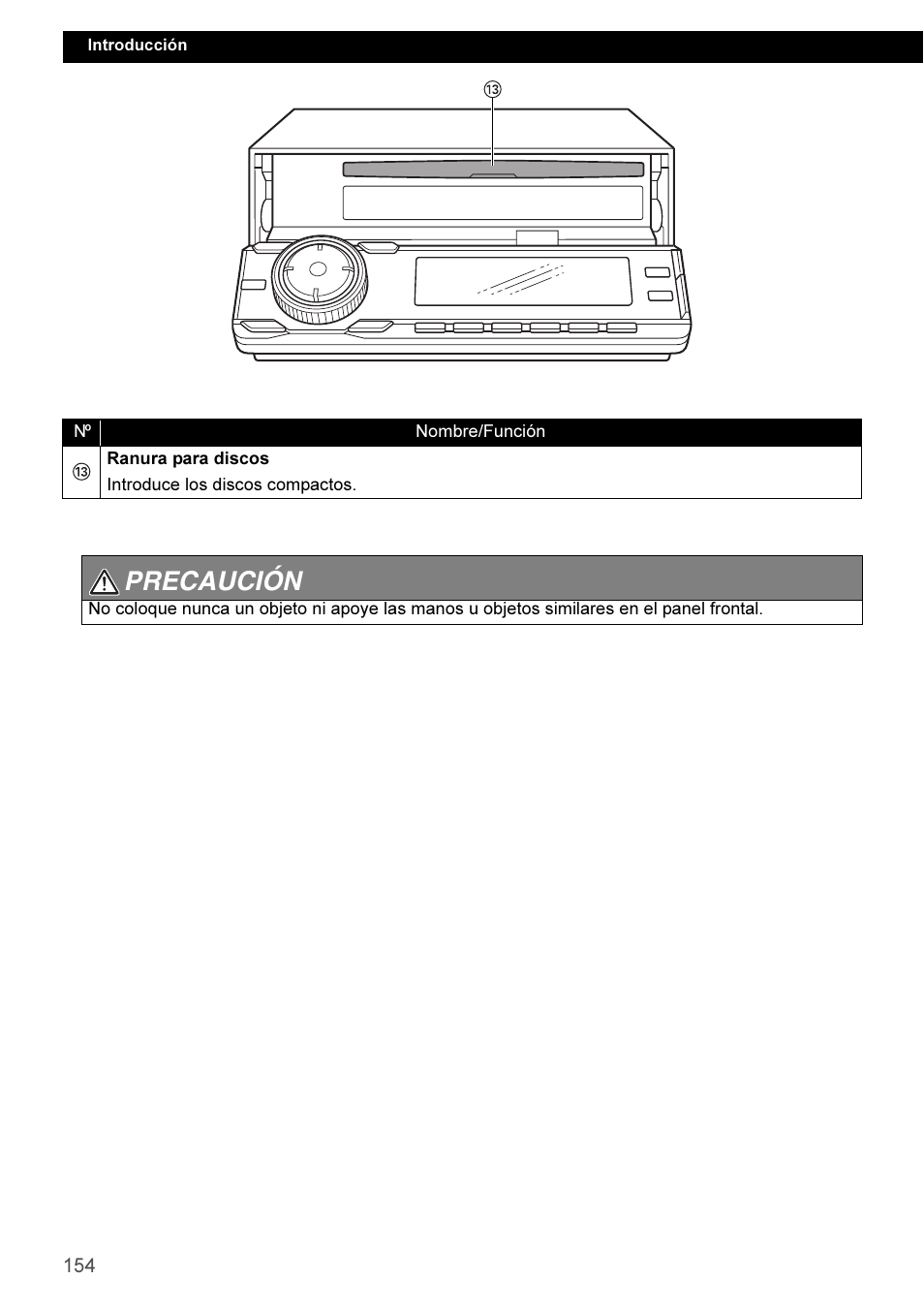 Precaución | Eclipse - Fujitsu Ten CD3100 User Manual | Page 154 / 215