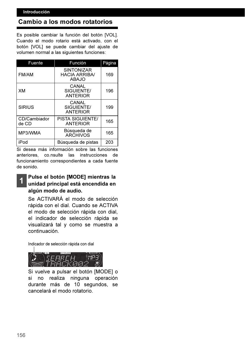 Cambio a los modos rotatorios | Eclipse - Fujitsu Ten CD3100 User Manual | Page 156 / 215