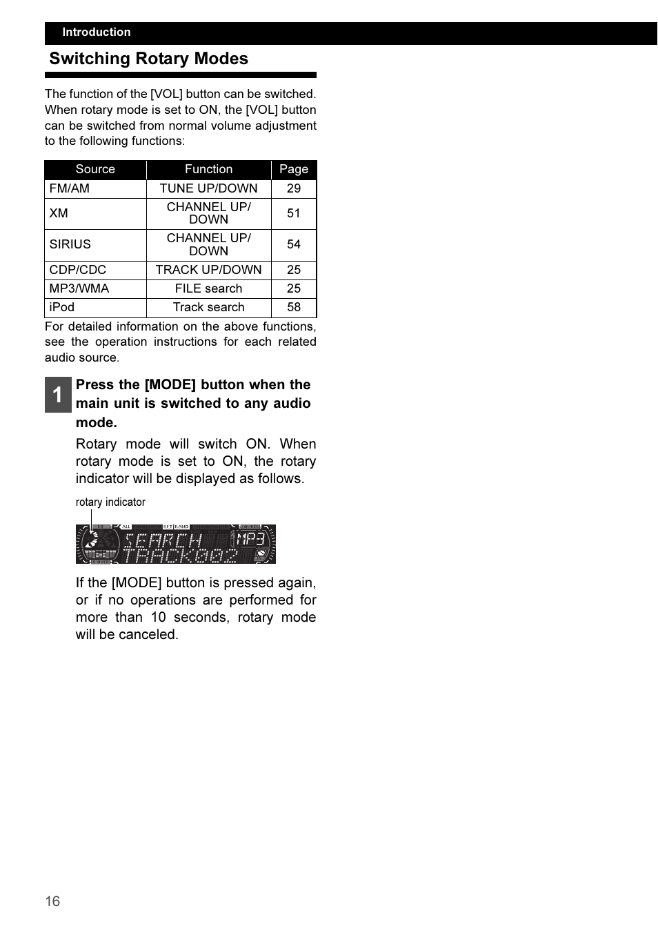 Switching rotary modes | Eclipse - Fujitsu Ten CD3100 User Manual | Page 16 / 215