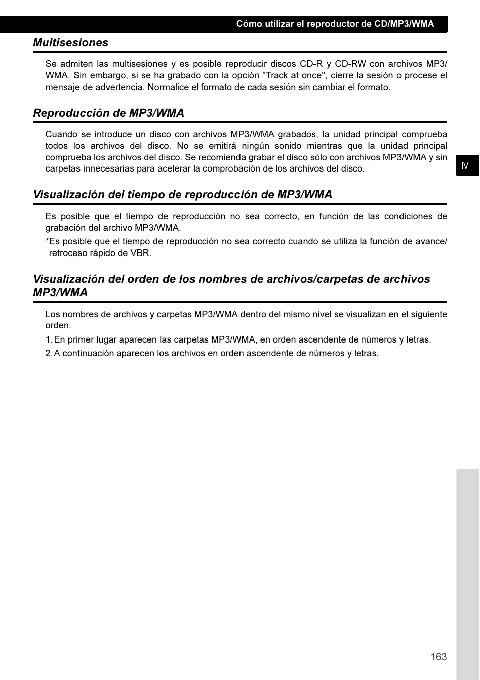 Multisesiones, Reproducción de mp3/wma | Eclipse - Fujitsu Ten CD3100 User Manual | Page 163 / 215