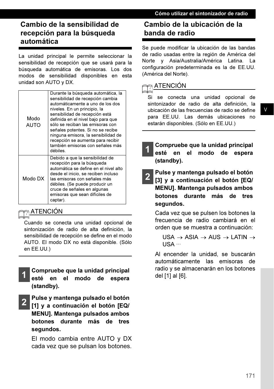 Cambio de la ubicación de la banda de radio | Eclipse - Fujitsu Ten CD3100 User Manual | Page 171 / 215