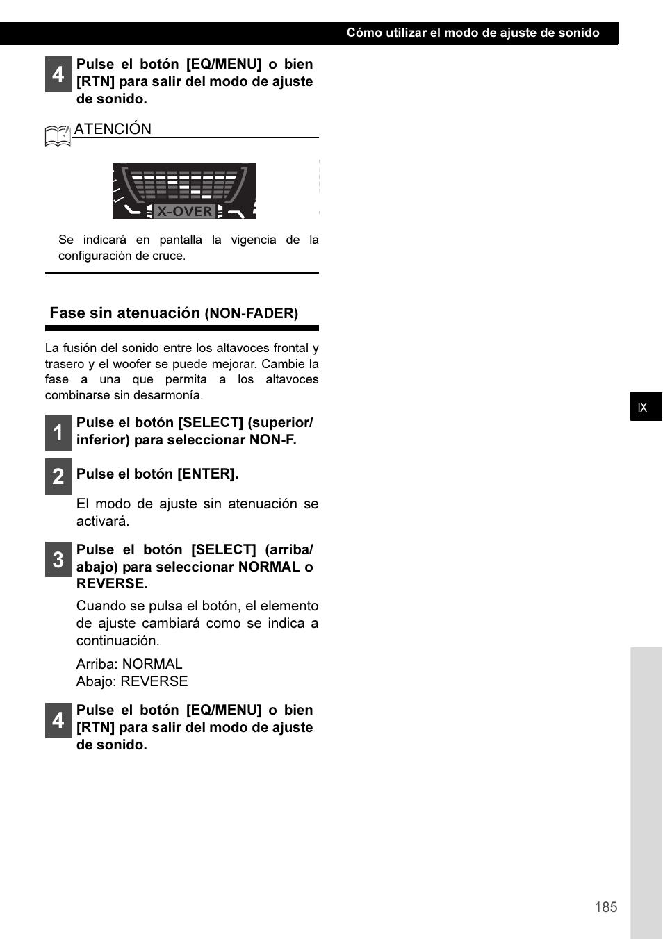 Fase sin atenuación (non-fader) | Eclipse - Fujitsu Ten CD3100 User Manual | Page 185 / 215