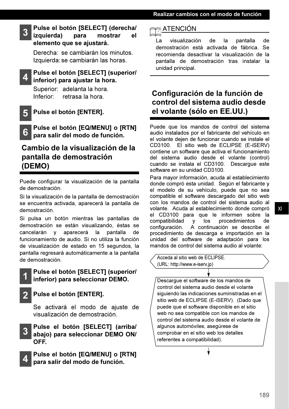 Eclipse - Fujitsu Ten CD3100 User Manual | Page 189 / 215