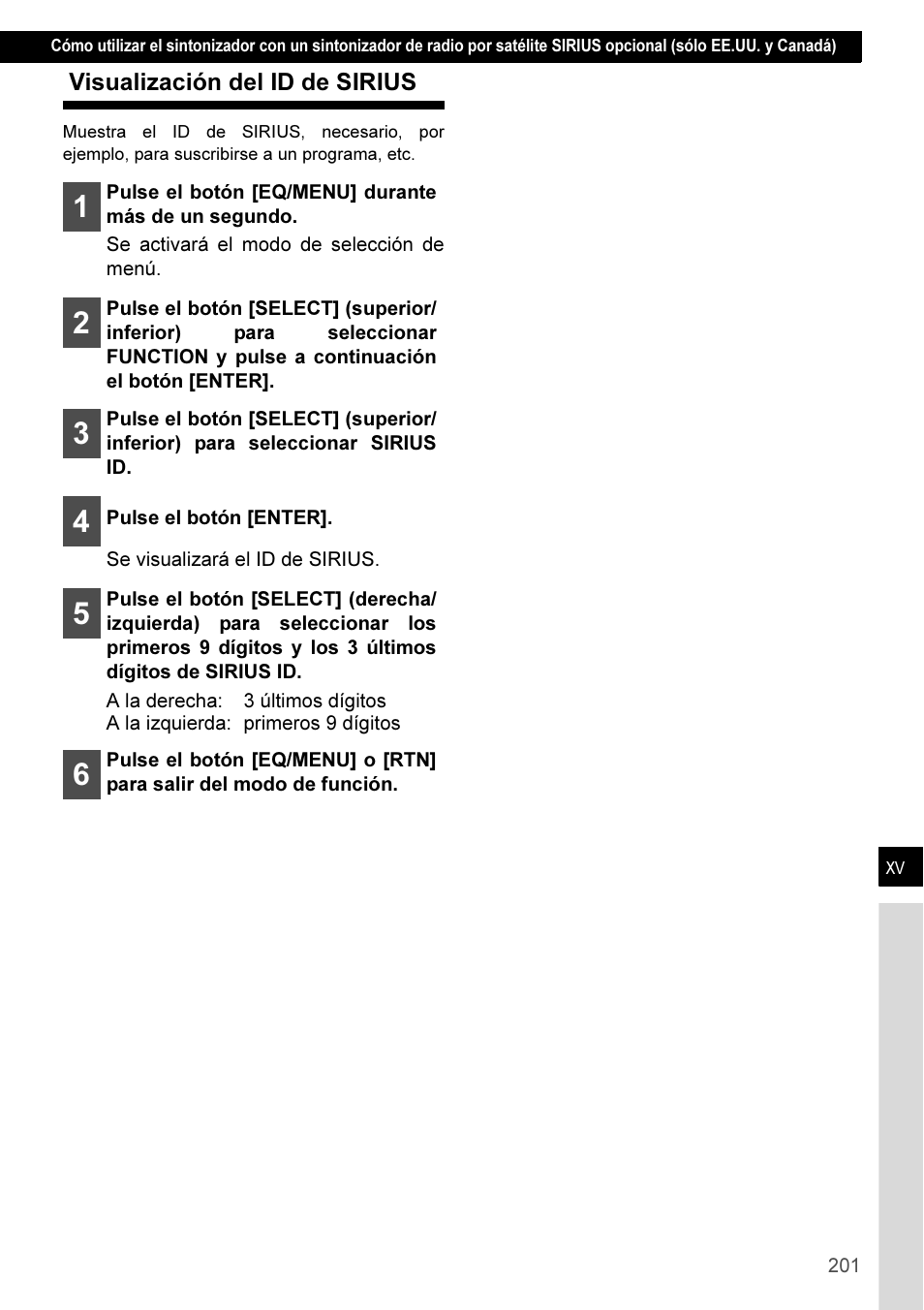 Visualización del id de sirius | Eclipse - Fujitsu Ten CD3100 User Manual | Page 201 / 215