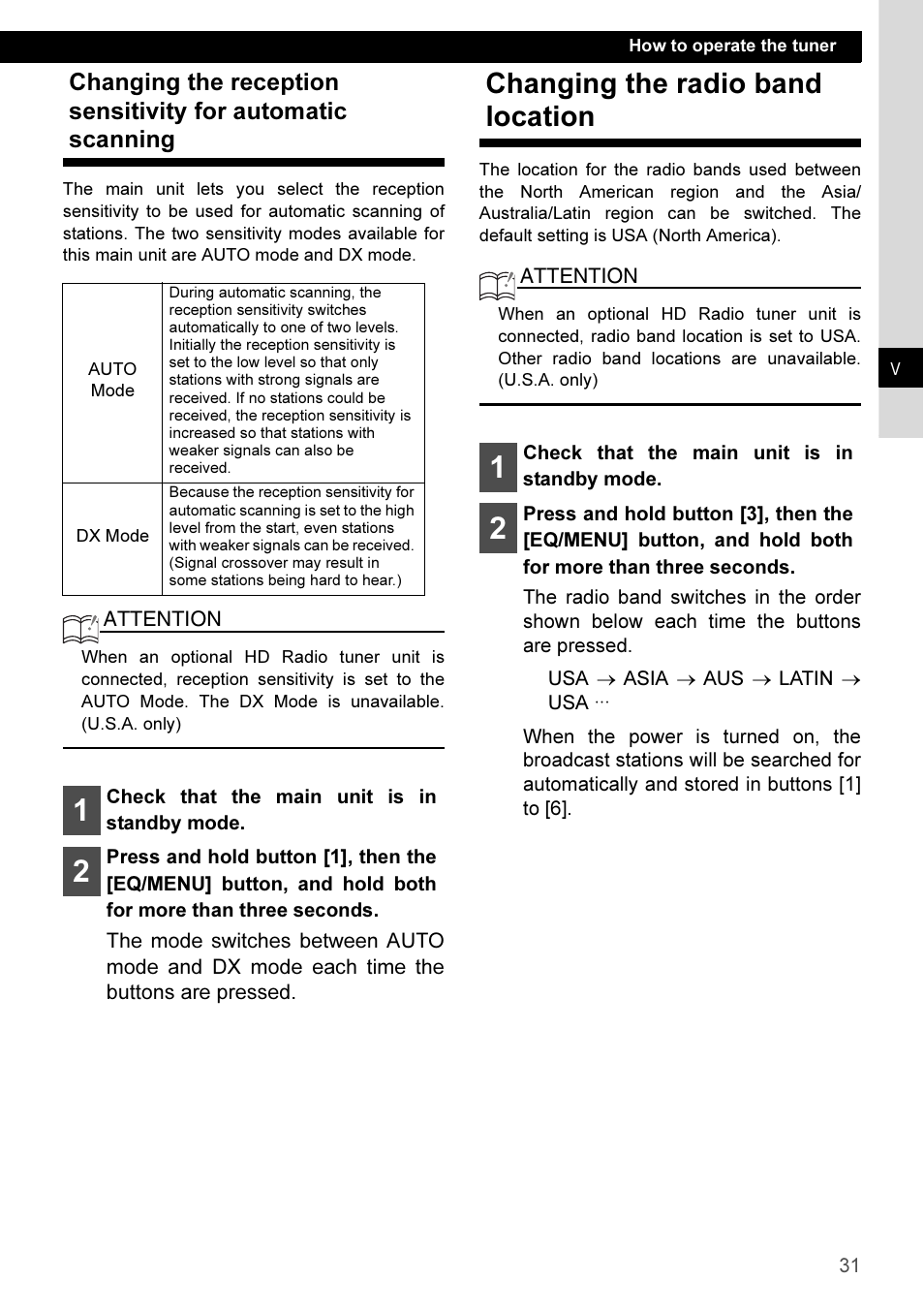 Changing the radio band location | Eclipse - Fujitsu Ten CD3100 User Manual | Page 31 / 215