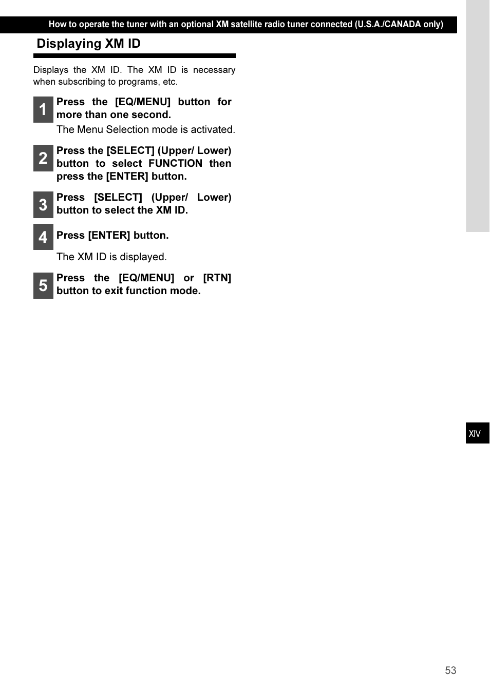 Displaying xm id | Eclipse - Fujitsu Ten CD3100 User Manual | Page 53 / 215