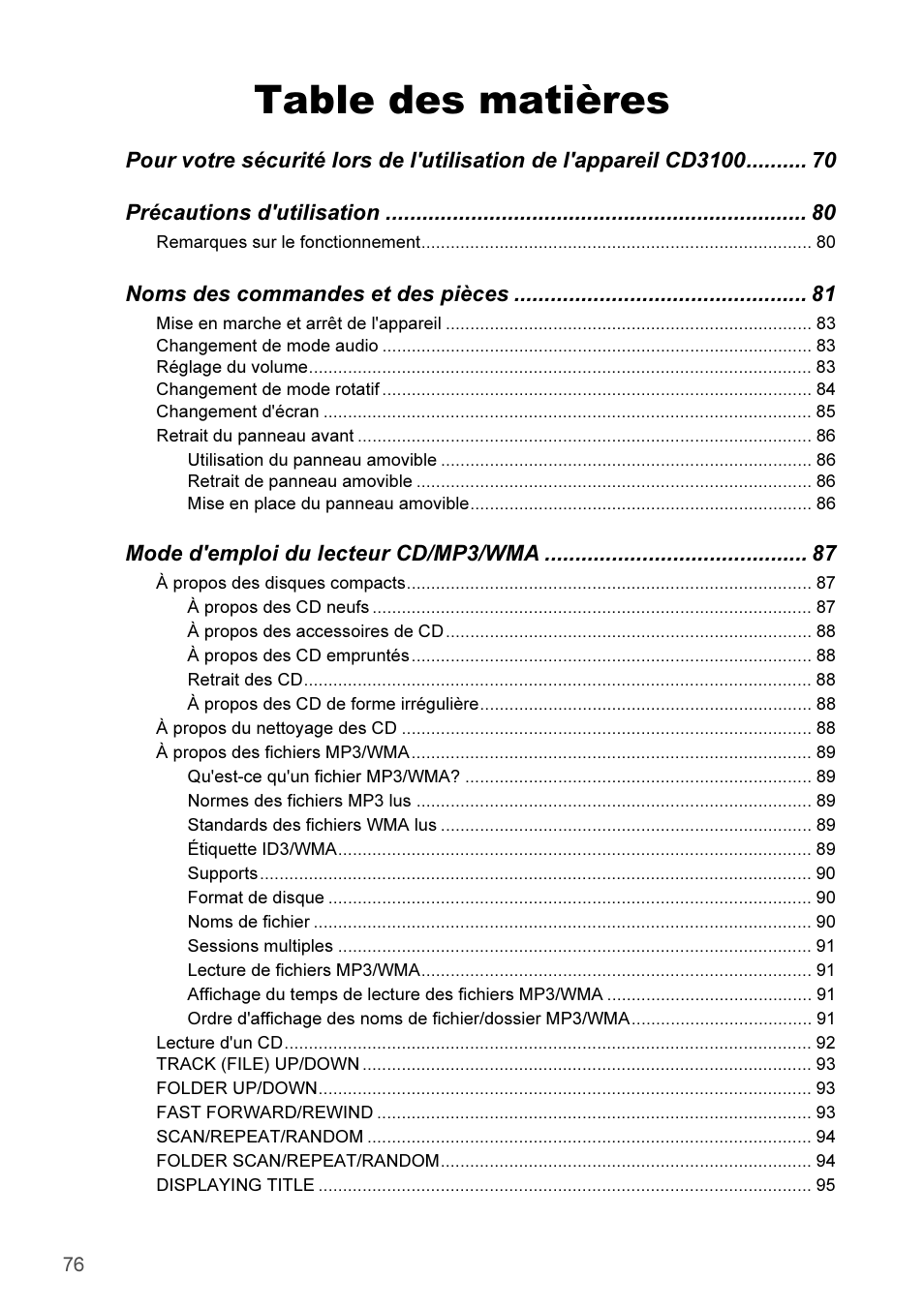 Eclipse - Fujitsu Ten CD3100 User Manual | Page 76 / 215